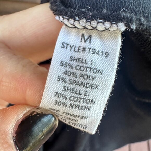 Active Womens Black Lace Front Long Sleeve Top Size M Cotton Blend - Picture 3 of 9